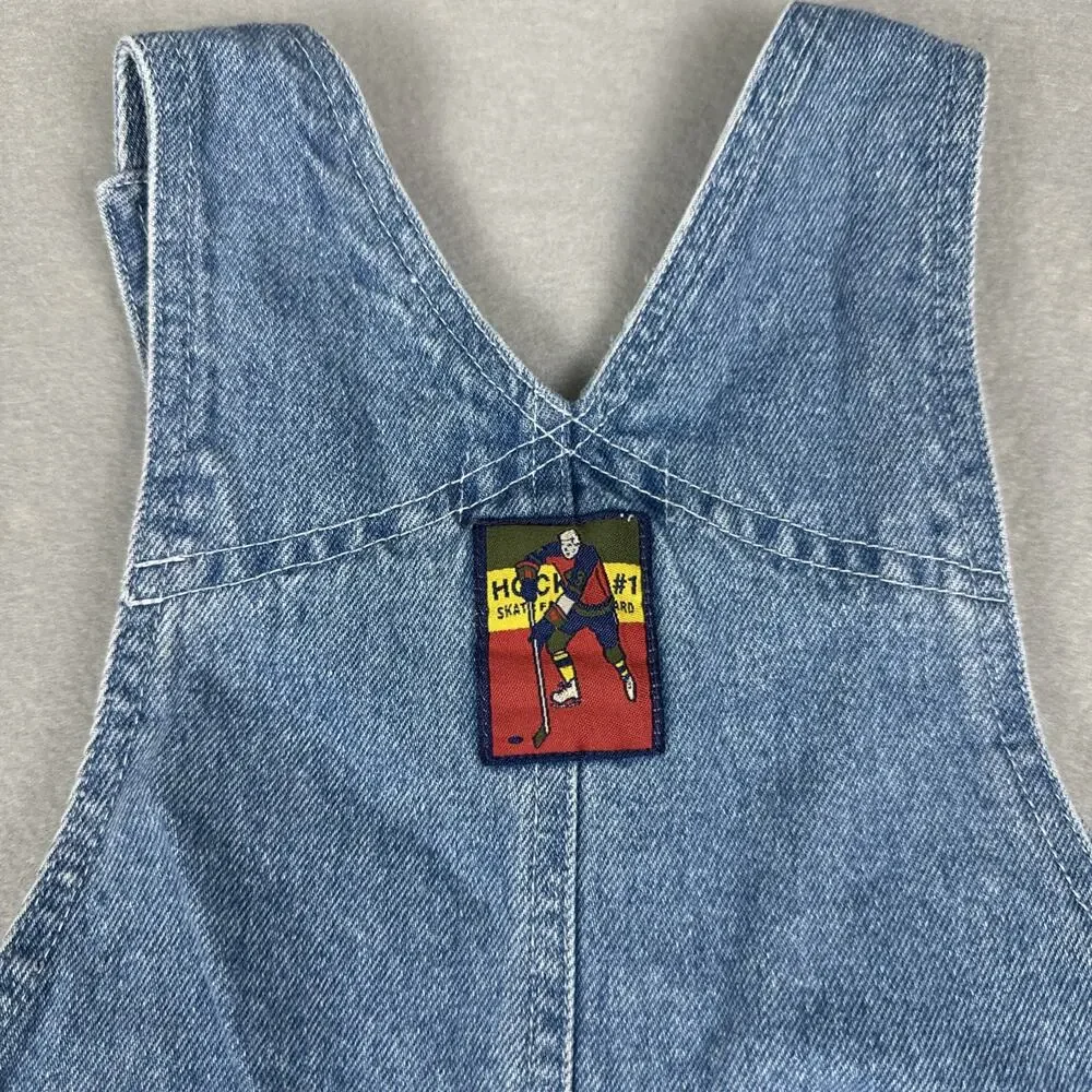 Vintage Gymboree Denim Golf Sport Patches Overall Shorts Size Small Rainbow Tag